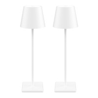 Howskys 2 Pack White Cordless Table Lamp,5500Mah Battery Powered Table Lamp,3W Touch Rechargeable Battery Table Lamp 3000K Warm White,Ip54 Indoor/Outdoor Table Lamp