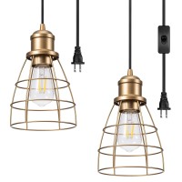 Dewenwils Plug In Pendant Light, Industrial Pendant Light Fixture, Farmhouse Pendant Lighting For Bedroom Kitchen Island Dining Room, 2 Pack, Ul Listed