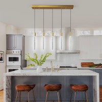 Zhllmq Kitchen Island Lighting Modern Light Fixture Kitchen Island Pendant Light Dimmable Led Gold Brass Finish Mini Pendant Lig