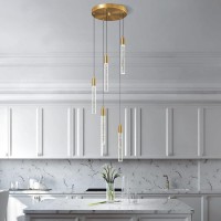 Zhllmq Modern Light Fixture Kitchen Island Pendant Light Dimmable Led Gold Brass Finish Mini Pendant Lighting Dinning Room Livin