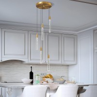 Zhllmq Modern Light Fixture Kitchen Island Pendant Light Dimmable Led Gold Brass Finish Mini Pendant Lighting Dinning Room Livin