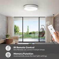 Flush Mount Ceiling Light With Remote Control 24W Dimmable Modern White Light Fixture For Bedroom Kitchen And Living Room