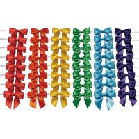 Rainbow Pana 60 Pack Twist Tie Bows For Treat Bags 25 Rainbow 6 Colors Satin Ribbon Bows For Package Craft Gift Wrapping Decoration - Red Orange Yellow Green Blue Purple