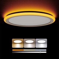 Blnan Dimmable Led Flush Mount Ceiling Light With Night Light 2000K, 13 Inch 24W 3000K 4000K 5000K Selectable, Stepless Dimming 0-100%, Round White Low Profile Wired Light Fixture For Bedroom Kitchen