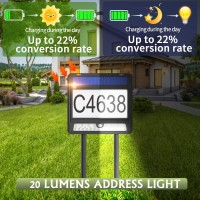 Solar House Number Sign For Outside,Led Illuminated Outdoor Address Plaque With Smart Security Lights, 2 In 1 Installation Modes(Wall/Grassland) Waterproof Solar Powered House Number Light For House Yard Garden Street Mailbox