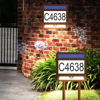 Solar House Number Sign For Outside,Led Illuminated Outdoor Address Plaque With Smart Security Lights, 2 In 1 Installation Modes(Wall/Grassland) Waterproof Solar Powered House Number Light For House Yard Garden Street Mailbox