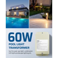 Dewenwils 60W Pool Light Transformer 120V To 12V13V Ac Low Voltage Landscape Transformer For Swimming Lighting Spa Fountain