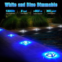 Solar Driveway Lights With 2 Color Modes, Ip68 Waterproof Solar Deck Lights 10 Pack, Outdoor Led Solar Dock Lights Marine Marker Lights For Step, Sidewalk, Pathway, Patio, Garden (Blue/White)