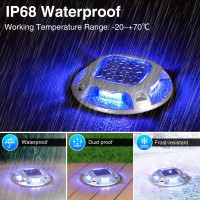 Solar Driveway Lights With 2 Color Modes, Ip68 Waterproof Solar Deck Lights 10 Pack, Outdoor Led Solar Dock Lights Marine Marker Lights For Step, Sidewalk, Pathway, Patio, Garden (Blue/White)