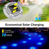 Solar Driveway Lights With 2 Color Modes, Ip68 Waterproof Solar Deck Lights 10 Pack, Outdoor Led Solar Dock Lights Marine Marker Lights For Step, Sidewalk, Pathway, Patio, Garden (Blue/White)