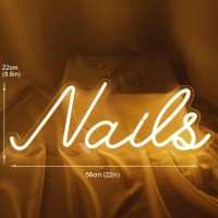 Led Neon Sign 22 X 9 Inch Light Up Beauty Nails Salon Hair Studio Neon Lights For Business Wall Store Indoors Decor Dimmable (Nails-Warm)