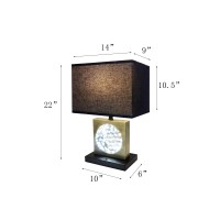 22H Gold Square W Black Shade Crystal Centerpiece With Night Light, Usb Port + Power Outlet(D0102H5Iq42)