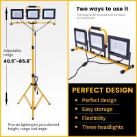 86 Inch 21000 Lumen Work Lights With Stand 3 Adjustable Head Led Work Light With Adjustable And Foldable Tripod Stand Waterpr