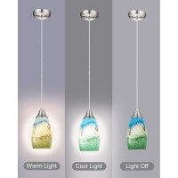 Karyfine Mini Glass Pendant Lights,Blown Art Glass Pendant Hanging Light Fixtures Kitchen Island Pendant Lamp Shade With Brushed Nickel Finish For Bar Counter,Hallway,Dining Room Multi Color-1P