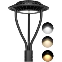 80W Led Post Top Light With Dusk To Dawn Sensor,Etl Dlc Listed Led Post Light,11,200Lm,3000K/4000K/5000K,Ip65 Waterproof,Led Post Top Outdoor Circular Area Pole Light For Garden Yard Street Lighting