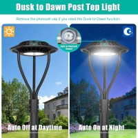 80W Led Post Top Light With Dusk To Dawn Sensor,Etl Dlc Listed Led Post Light,11,200Lm,3000K/4000K/5000K,Ip65 Waterproof,Led Post Top Outdoor Circular Area Pole Light For Garden Yard Street Lighting