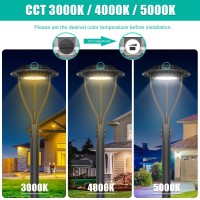 80W Led Post Top Light With Dusk To Dawn Sensor,Etl Dlc Listed Led Post Light,11,200Lm,3000K/4000K/5000K,Ip65 Waterproof,Led Post Top Outdoor Circular Area Pole Light For Garden Yard Street Lighting