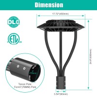 80W Led Post Top Light With Dusk To Dawn Sensor,Etl Dlc Listed Led Post Light,11,200Lm,3000K/4000K/5000K,Ip65 Waterproof,Led Post Top Outdoor Circular Area Pole Light For Garden Yard Street Lighting