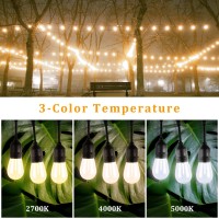 Dott Arts 50Ft Solar Outdoor String Lights Waterproof With Dimmable Remote 3Color In 1 Solar Patio Lights With 2700K5000K Shat