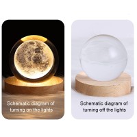 Dniebw 3D Saturn Crystal Ball Night Light Glass Ball Night Lamp With Wooden Base Fantasy Decoration Crsytal Ball Saturn Led Gala