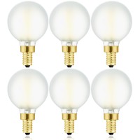 Leools E12 Frosted Led Bulbs, 40W Candelabra Dimmable Chandelier Light Bulbs 2700K Warm White G16.5 4W E12 G50 Vintage Globe Led Filament Edison Candle Bulb With Decorative 6Pack