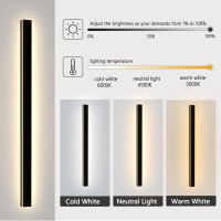 Zrybh Long Strip Wall Light Modern Minimalist Linear Wall Lamp Outdoor Wall Sconce Led Wall Light Warm Dimmable Ip65 Waterproof Acrylic Wall Light Fixtures For Patio Porch Garden (31.5In 30W)