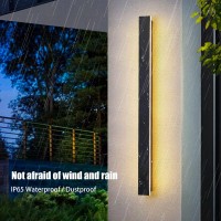 Zrybh Long Strip Wall Light Modern Minimalist Linear Wall Lamp Outdoor Wall Sconce Led Wall Light Warm Dimmable Ip65 Waterproof Acrylic Wall Light Fixtures For Patio Porch Garden (31.5In 30W)