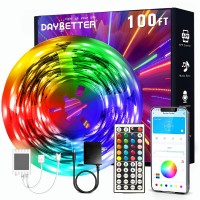 Daybetter Led Strip Lights 100Ft, Smart Light With App Remote Control, Rgb Led Lights For Bedroom, Music Sync Color Changing Lights For Room Home Decor Party Festival Halloween, Christmas (1 Rolls)