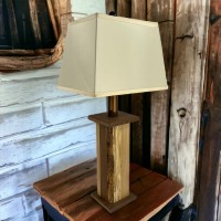 Rustic Farmhouse Battery-Operated Live Edge Wood Table Lamp 28