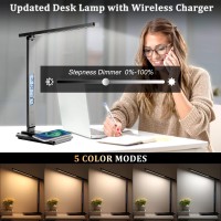 Dott Arts Led Desk Lamp With Wireless Charger Touch Control Study Lamp With Usb Charging Port Table Lamp With Clock Alarm Da