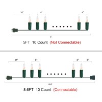 Multisparking Christmas Lights 86Ft 10 Counts Classic String Lights Green Wire Warm White Incandescent Mini Lights For Indoor