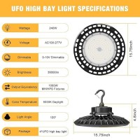 240W Ufo Led High Bay Light High Bay Led Light 36 000Lm1000W Mhhps Eqv Dimmable High Bay 6 Cable With Us Plug Hanging Hoo