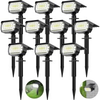 Minpea Solar Spot Lights Outdoor, [57 Led/10 Pack] Solar Lights Outdoor Ip65 Waterproof, Solar Landscape Spotlights, 3 Modes Solar Powered Garden Yard Light For Outside Patio Pathway Pool(Cold White)