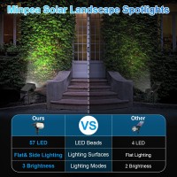 Minpea Solar Spot Lights Outdoor, [57 Led/10 Pack] Solar Lights Outdoor Ip65 Waterproof, Solar Landscape Spotlights, 3 Modes Solar Powered Garden Yard Light For Outside Patio Pathway Pool(Cold White)