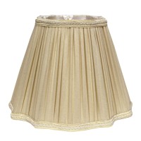 High Quality Fabric Lamp Shade Includes Brass Finish Washer Washer fitters sits on top of the harp Intended for use with customers own finial Shade measures 8 top diameter x 18 bottom diameter x 13 slant height Softback pleated lampshade with white liner 