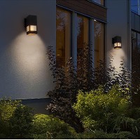 Cerdeco Modern Outdoor Wall Light,Sand Textured Black With 3-Sided Frosted Glasses [Ul Listed]