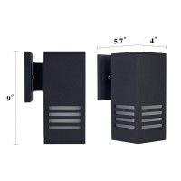 Cerdeco Modern Outdoor Wall Light,Sand Textured Black With 3-Sided Frosted Glasses [Ul Listed]