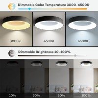 Annaror Led Flush Mount Ceiling Light With Remote Control 24W 3000K6500K Dimmable Ceiling Light Fixture Modern Led Ceiling Li