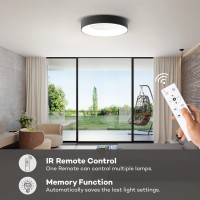 Annaror Led Flush Mount Ceiling Light With Remote Control 24W 3000K6500K Dimmable Ceiling Light Fixture Modern Led Ceiling Li