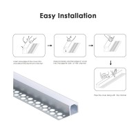 Besseto Plasterin Led Channel 6 Pack 66Ft2 Meter Trim Edge Tile Led Strip Aluminum Channel Trimless Recessed Drywall Aluminu