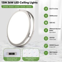 36W Led Ceiling Lights For Bedroom Kitchen 3600Lm Super Bright Dimmable Flush Mount Light Fixtures 6500K5000K4000K3000K270