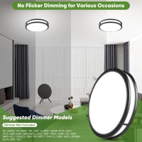 Tobusa 36W 3600Lm Super Bright Led Ceiling Light Fixtures Modern Black Flush Mount Ceiling Lights Daylight White 5000K 13 Inch