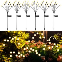 Knhuos 8Led Solar Garden Lights, New Upgraded Solar Swaying Light, Sway By Wind, Solar Firefly Lights Outdoor Waterproof Landscape Decoration Lights, Yard, Pathway, Parties, Warm White(6 Pack)