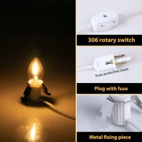 Accessory Cord With Light Bulb Ul-Listed White Cord With On/Off Switch Plugs - Perfect For Holiday Decorations And Craft Projects (2 Pack * Three Led Bulbs)