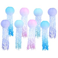 Tusauw 8Pcs Jelly Fish Paper Lanterns For Wedding Kids Birthday Baby Shower Party Decoration Gradient Paper Lanterns Indoor Outd