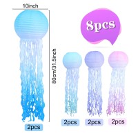 Tusauw 8Pcs Jelly Fish Paper Lanterns For Wedding Kids Birthday Baby Shower Party Decoration Gradient Paper Lanterns Indoor Outd