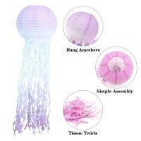 Tusauw 8Pcs Jelly Fish Paper Lanterns For Wedding Kids Birthday Baby Shower Party Decoration Gradient Paper Lanterns Indoor Outd