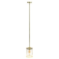 Lalia Home 1Light 925 Modern Farmhouse Adjustable Hanging Cylindrical Clear Glass Pendant Fixture With Metal Accents For Kitc