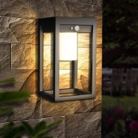 Tekstap Solar Outdoor Wall Light, Motion Sensor Wireless Led Outdoor Wall Sconce, Ip44 Waterproof Solar Exterior Porch Light, Aluminium Modern Outdoor Wall Light Black For Porch, Patio, Front