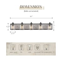 Yklitg 40 Inch Farmhouse Bathroom Vanity Light 5Light Dark Wood Bathroom Vanity Light Fixture With Seeded Glass Shades Vanity